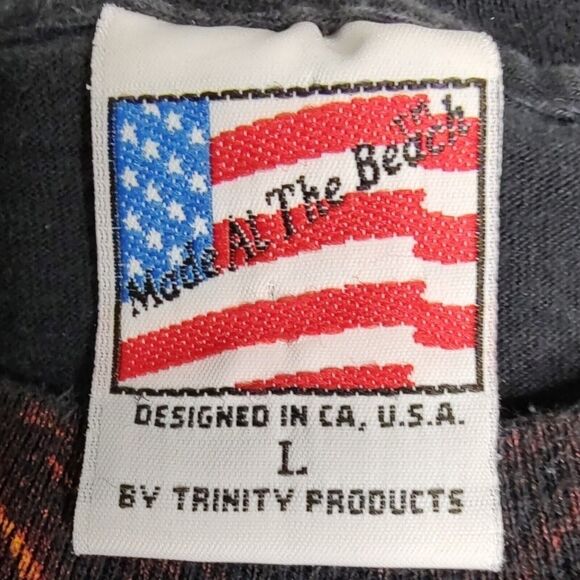 Vintage USA Single Stitch 90's LG TShirt AOP Lion Made At The Beach Trinity READ - Picture 4 of 14